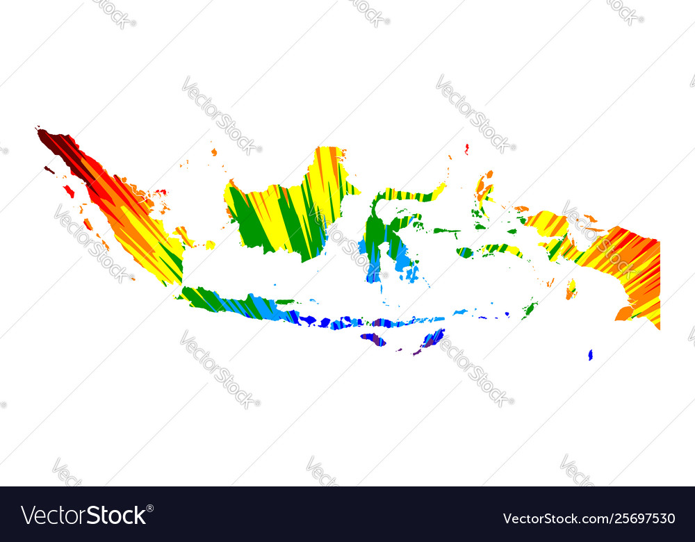 Indonesien - Karte ist entworfen Regenbogen abstrakt