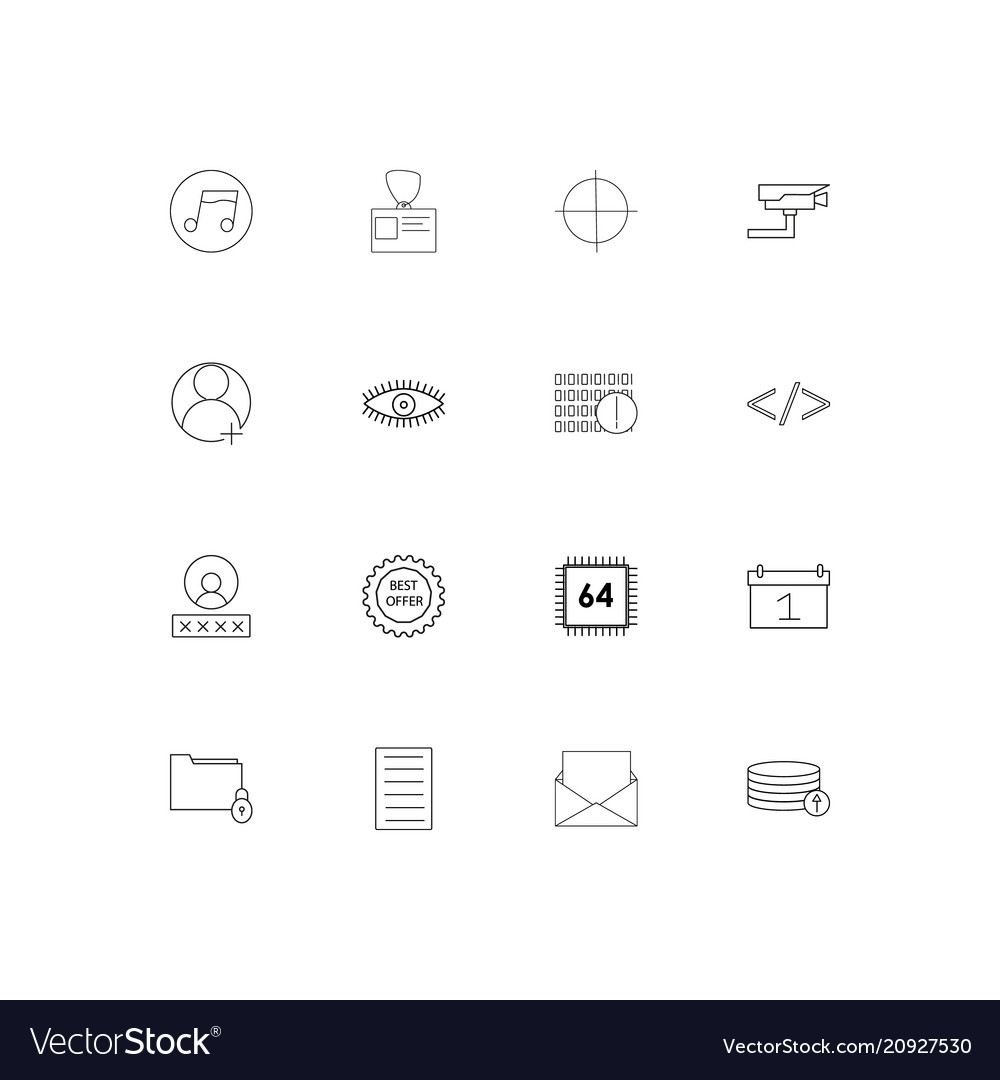 Internet technologies linear thin icons set