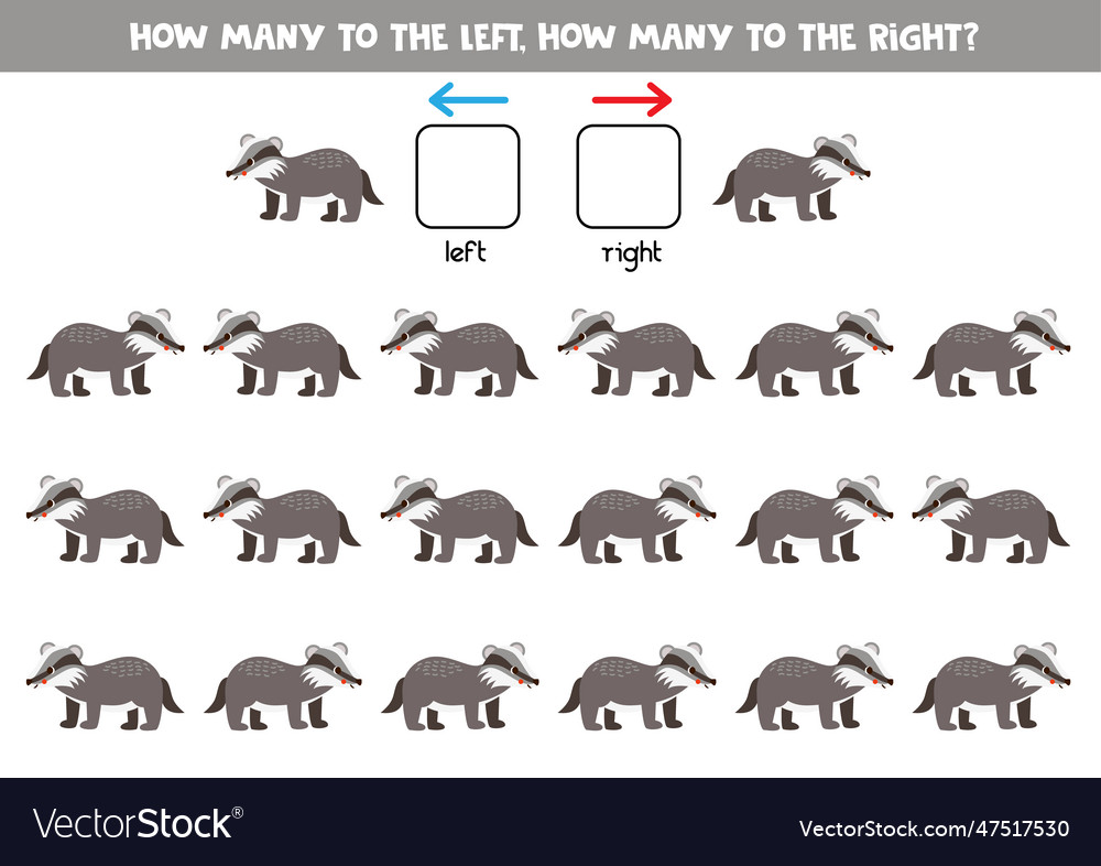 Left or right with cute cartoon badger logical