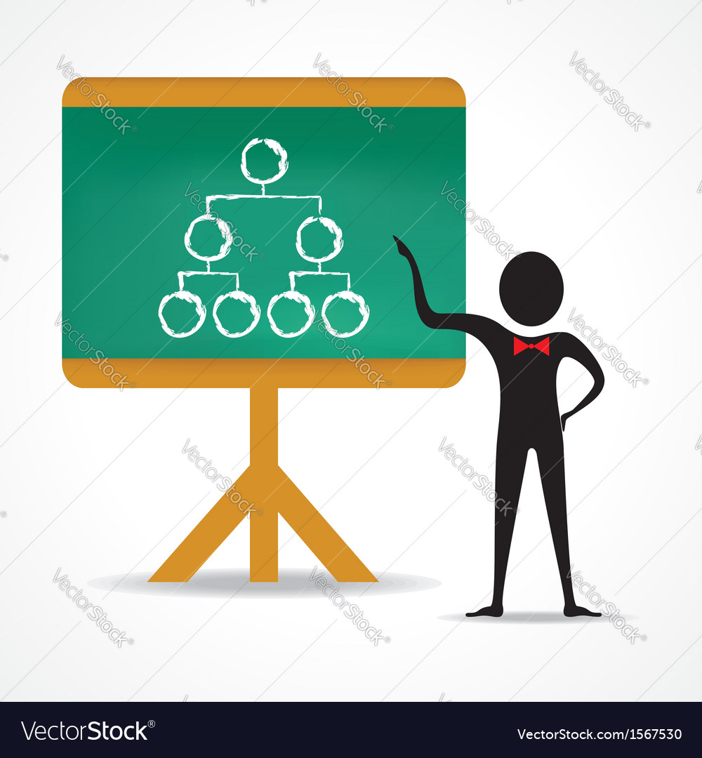 Man points to network strategy concept on board