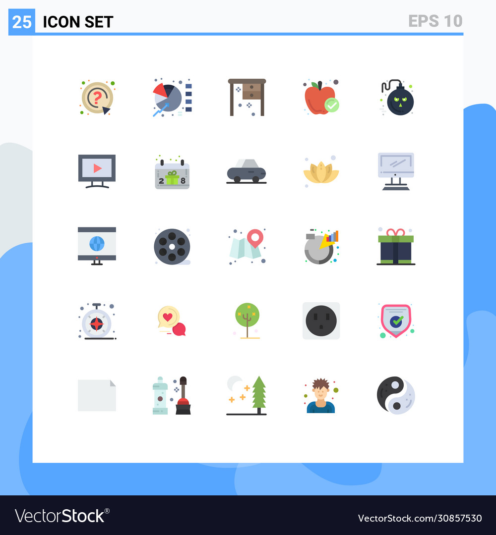 Mobile interface flat color set 25 pictograms