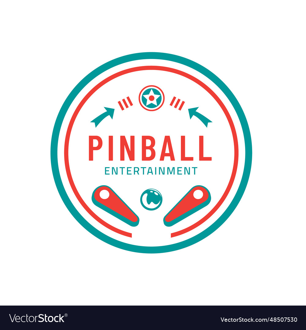 Pinball vintage retro badge emblem logo Royalty Free Vector