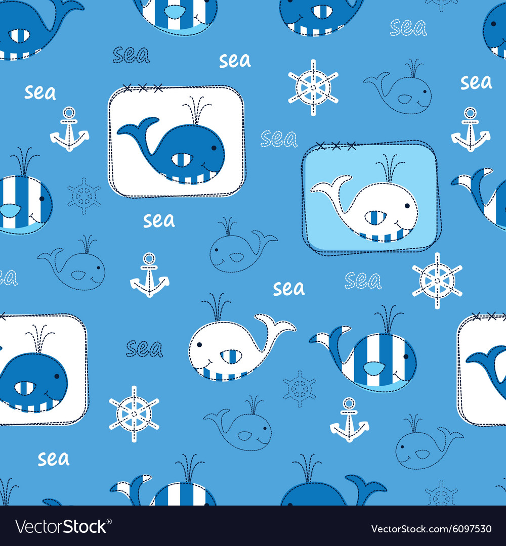 Seamless pattern with whales 3