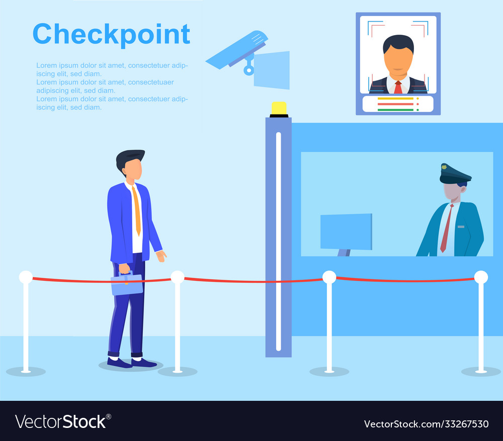 Security concept with check point and guard