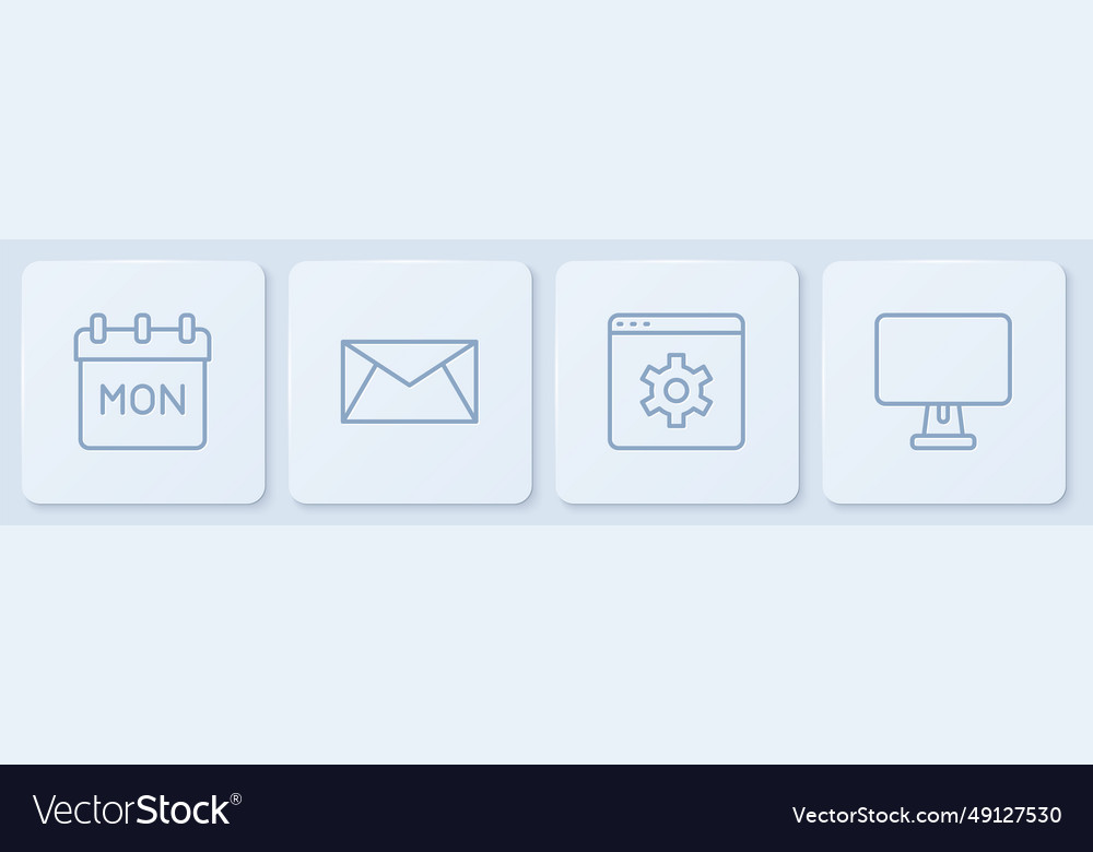 Set line calendar browser setting mail and e-mail vector image Set line calendar browser setting mail and e-mail
