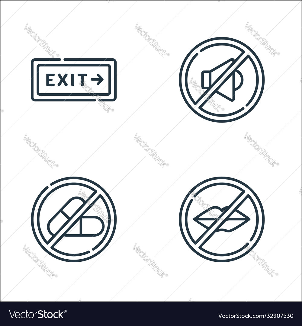 Signals and prohibitions line icons linear set Vector Image Signals and prohibitions line icons linear set
