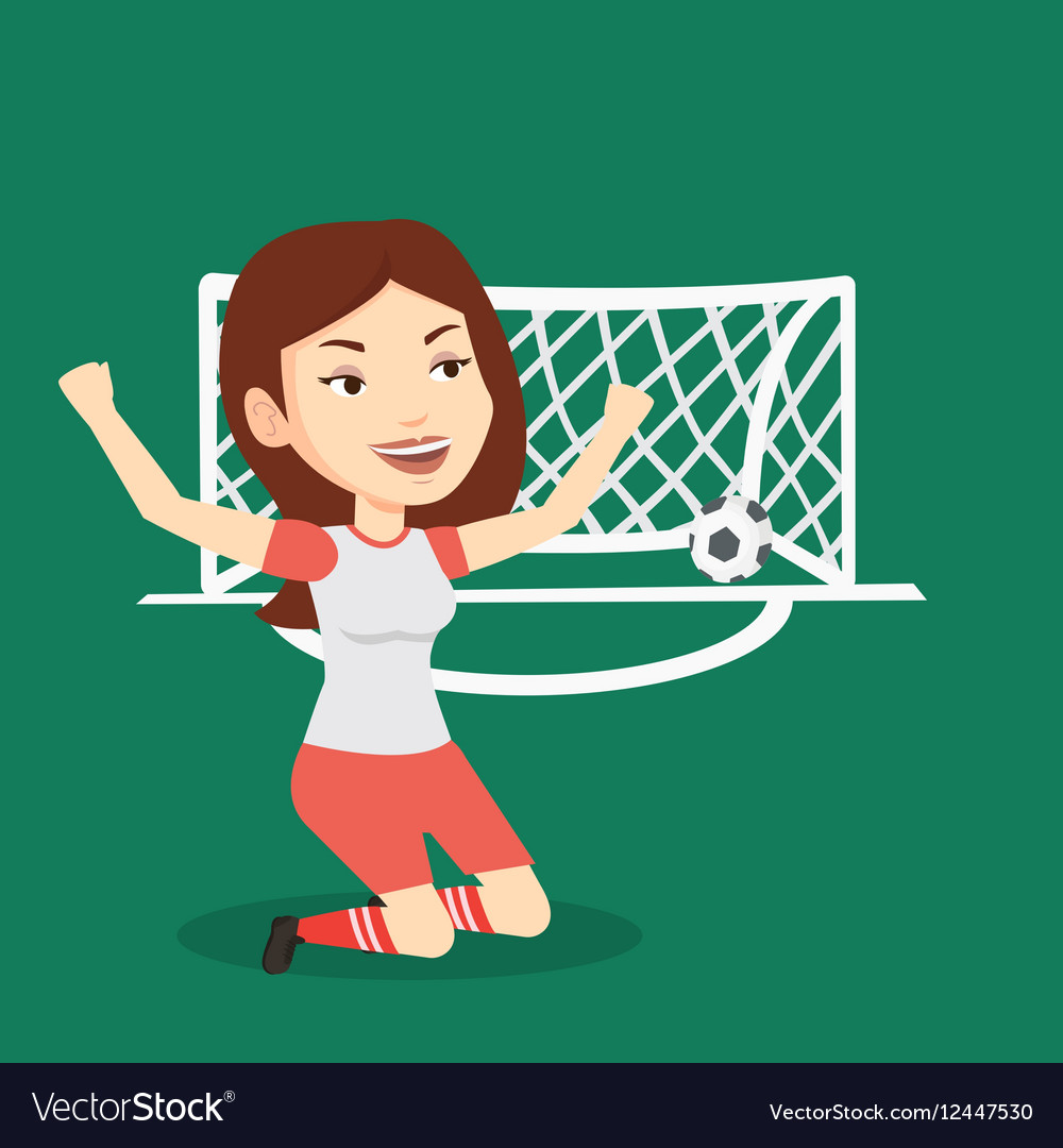 Soccer player celebrating scoring goal Royalty Free Vector