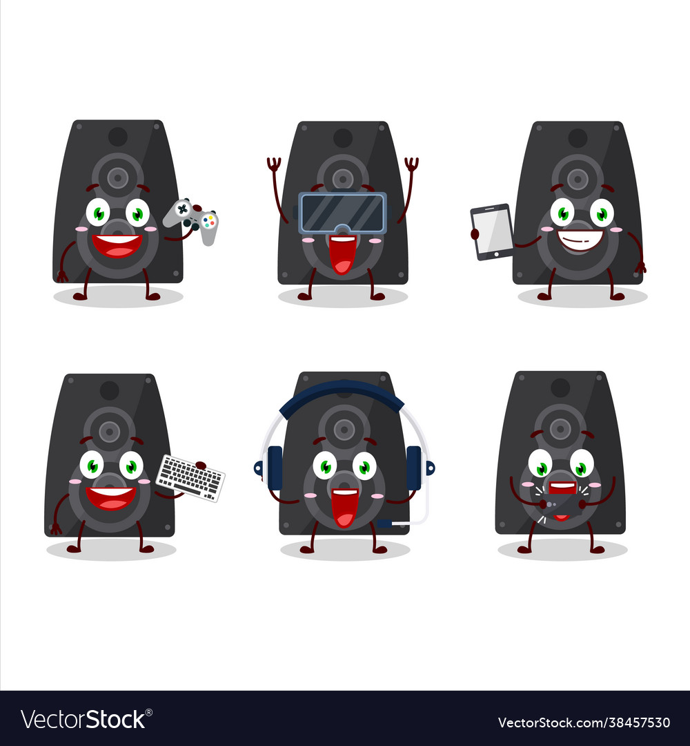 Stereo speaker cartoon character are playing