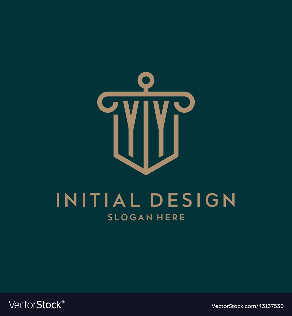 Yy monogram initial logo design with shield