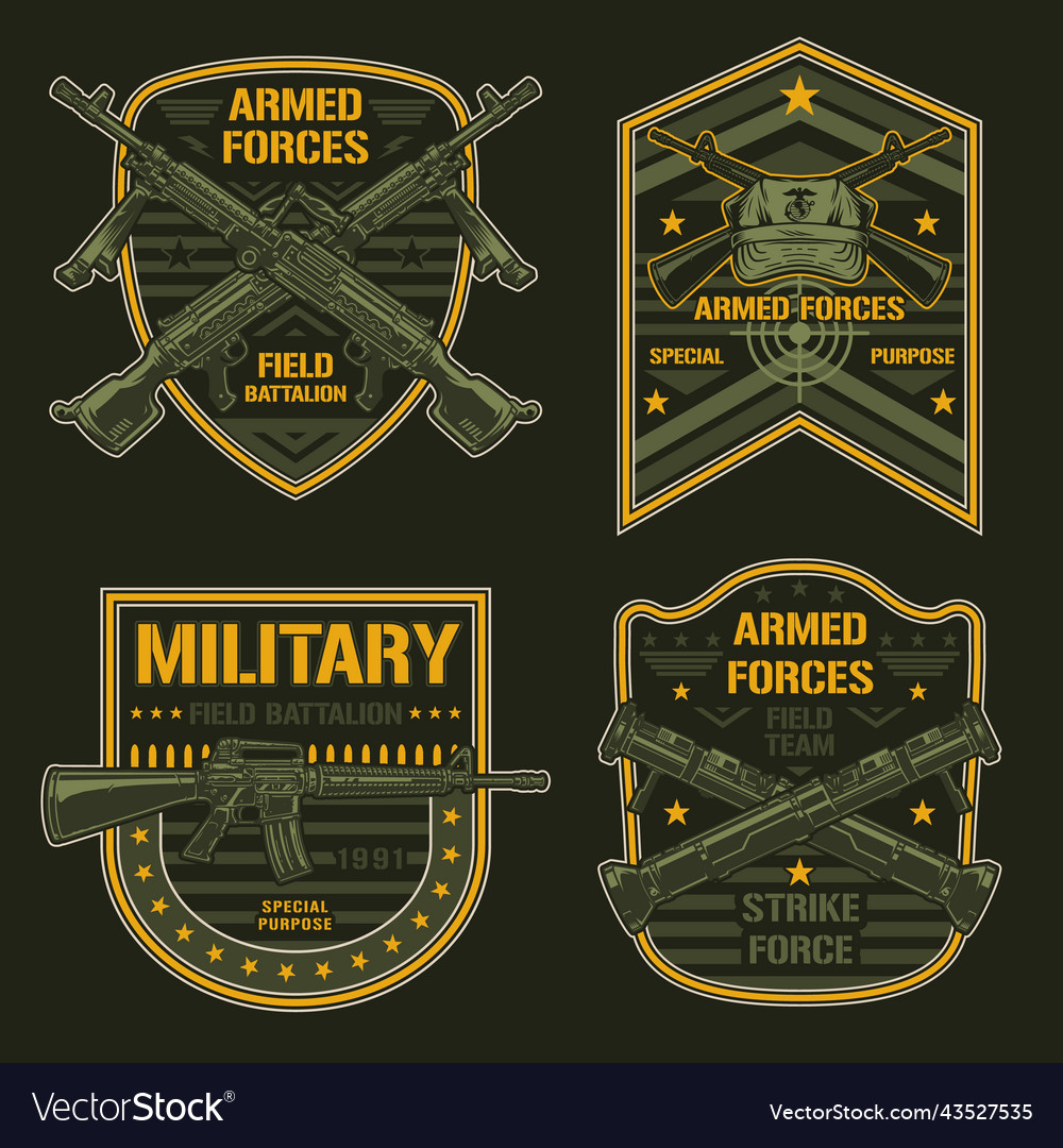 Armed forces set element colorful Royalty Free Vector Image