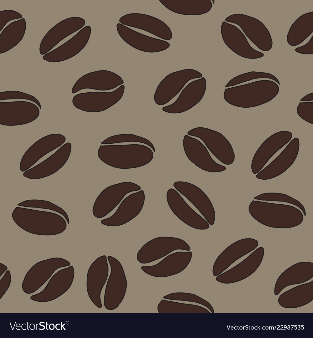 Brown coffee beans on beige background seamless Vector Image