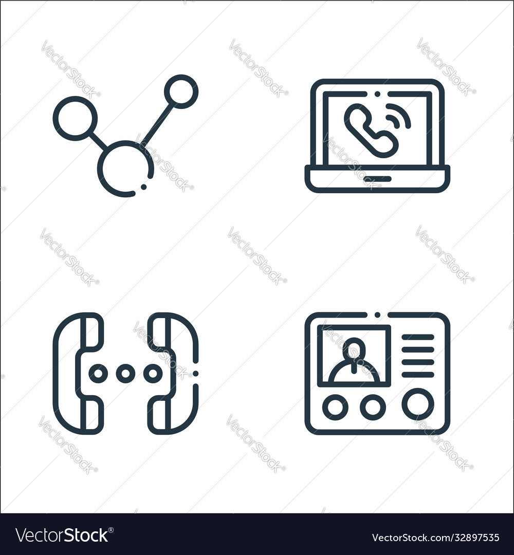 Communication line icons linear set quality vector image Communication line icons linear set quality