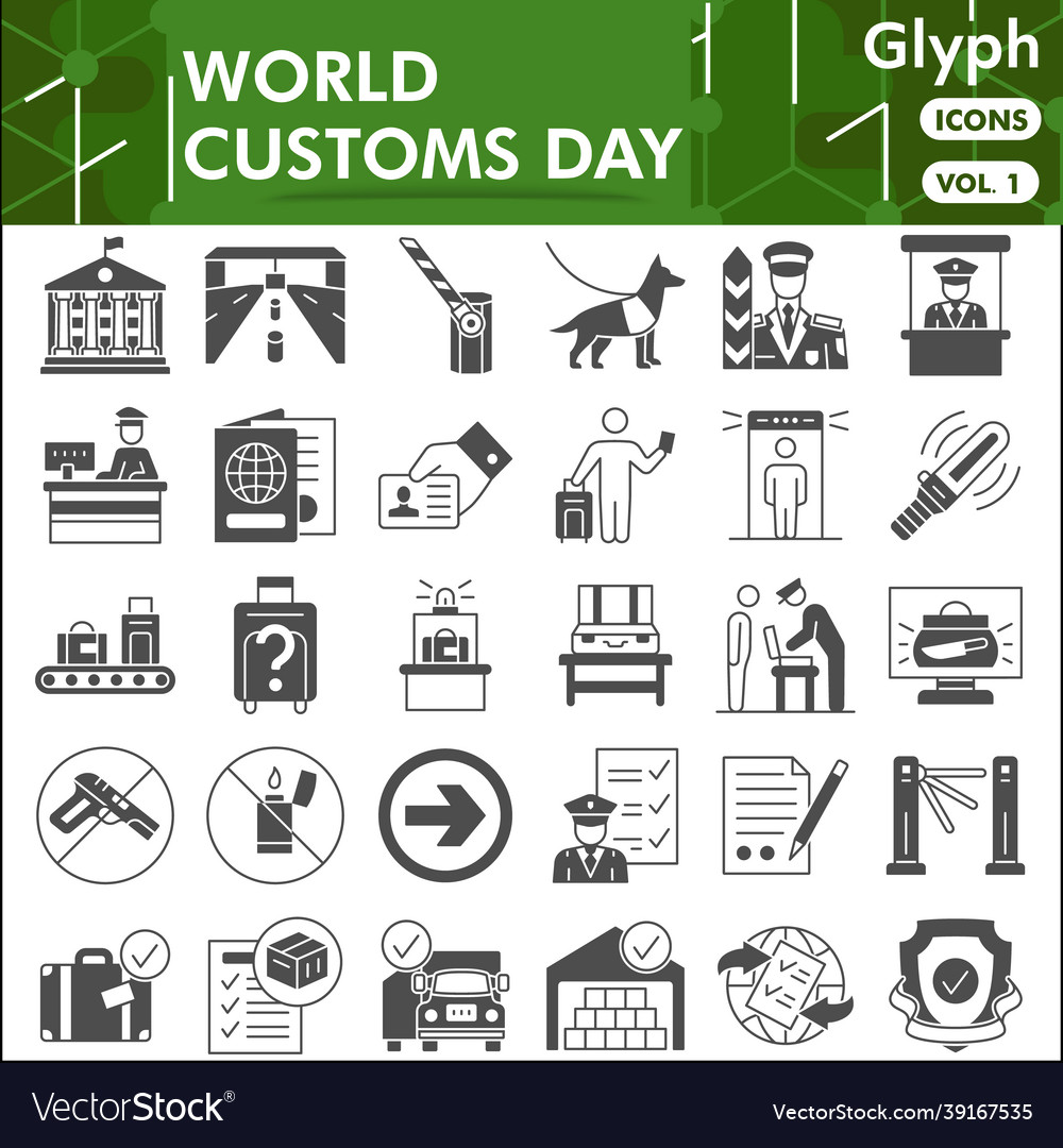 Customs line icon set security check symbols Vector Image Customs line icon set security check symbols