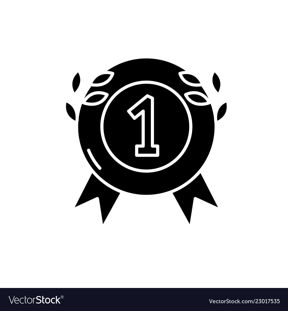 First place medal black icon sign Royalty Free Vector Image