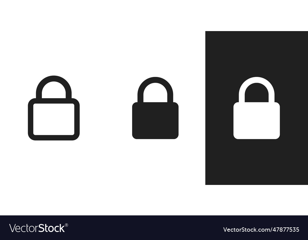 Flat simple lock padlock icon in 3 form background