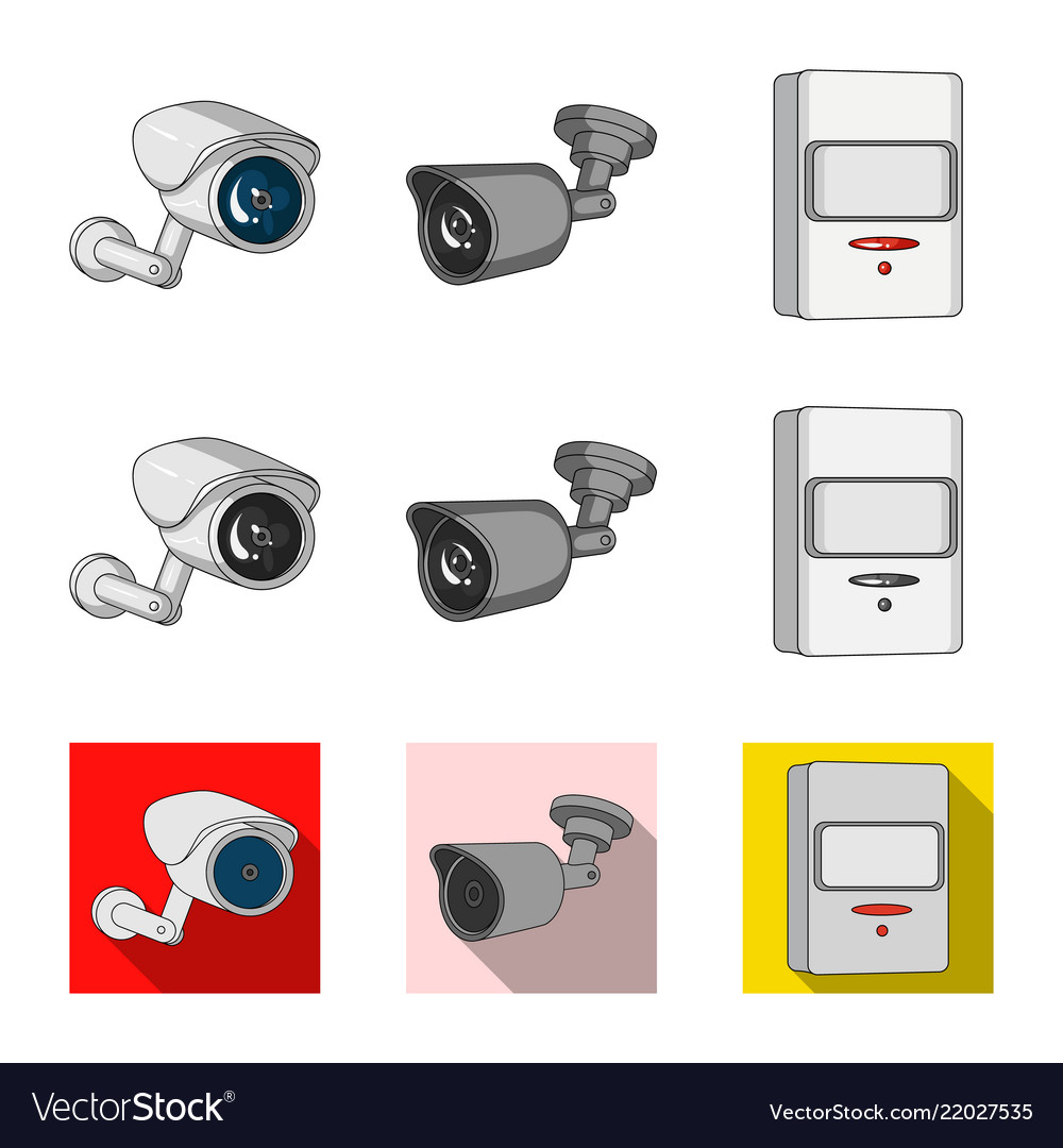 Isolated object of cctv and camera symbol set Vector Image Isolated object of cctv and camera symbol set