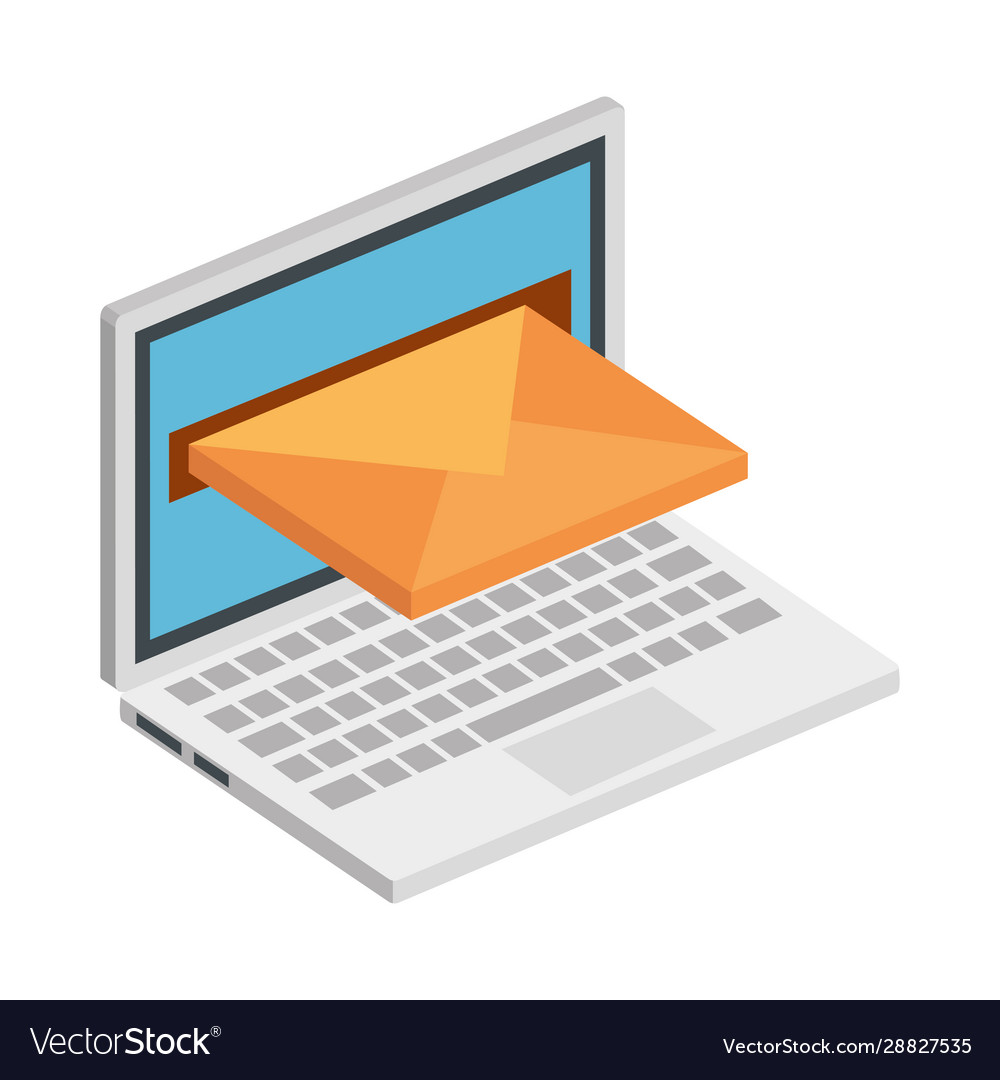 Laptop computer with envelope isolated icon