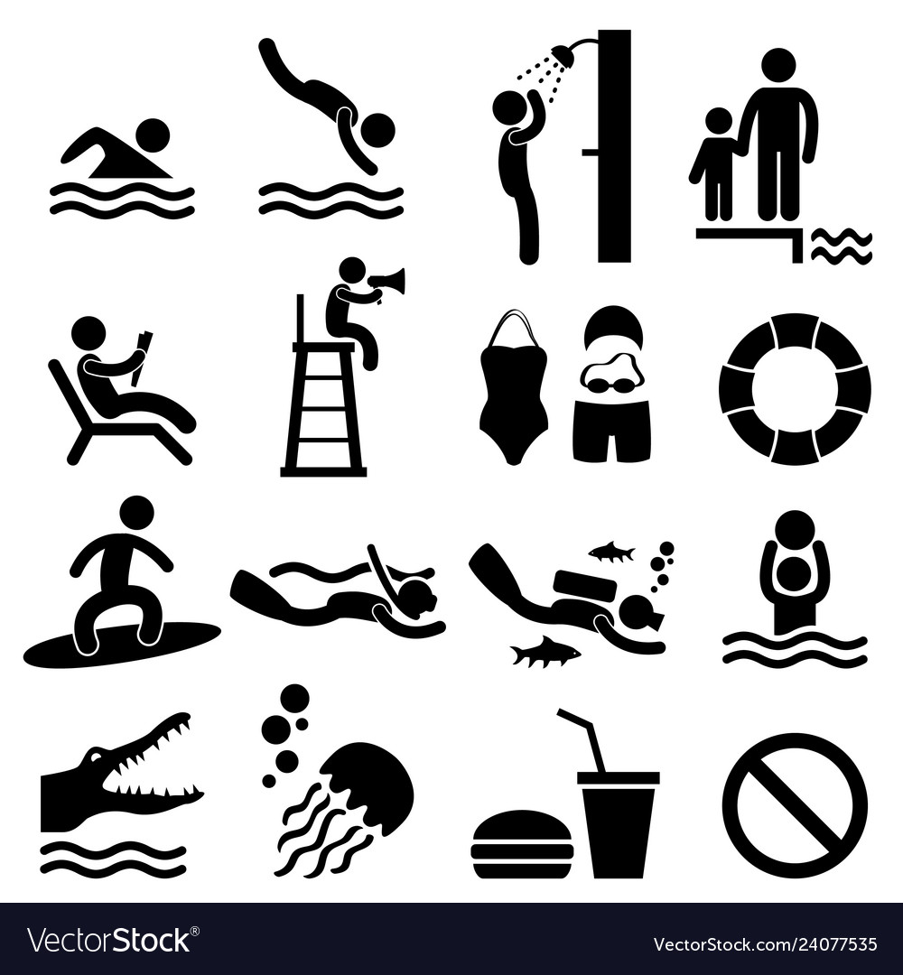 Man swimming pool sea beach sign symbol pictogram Vector Image