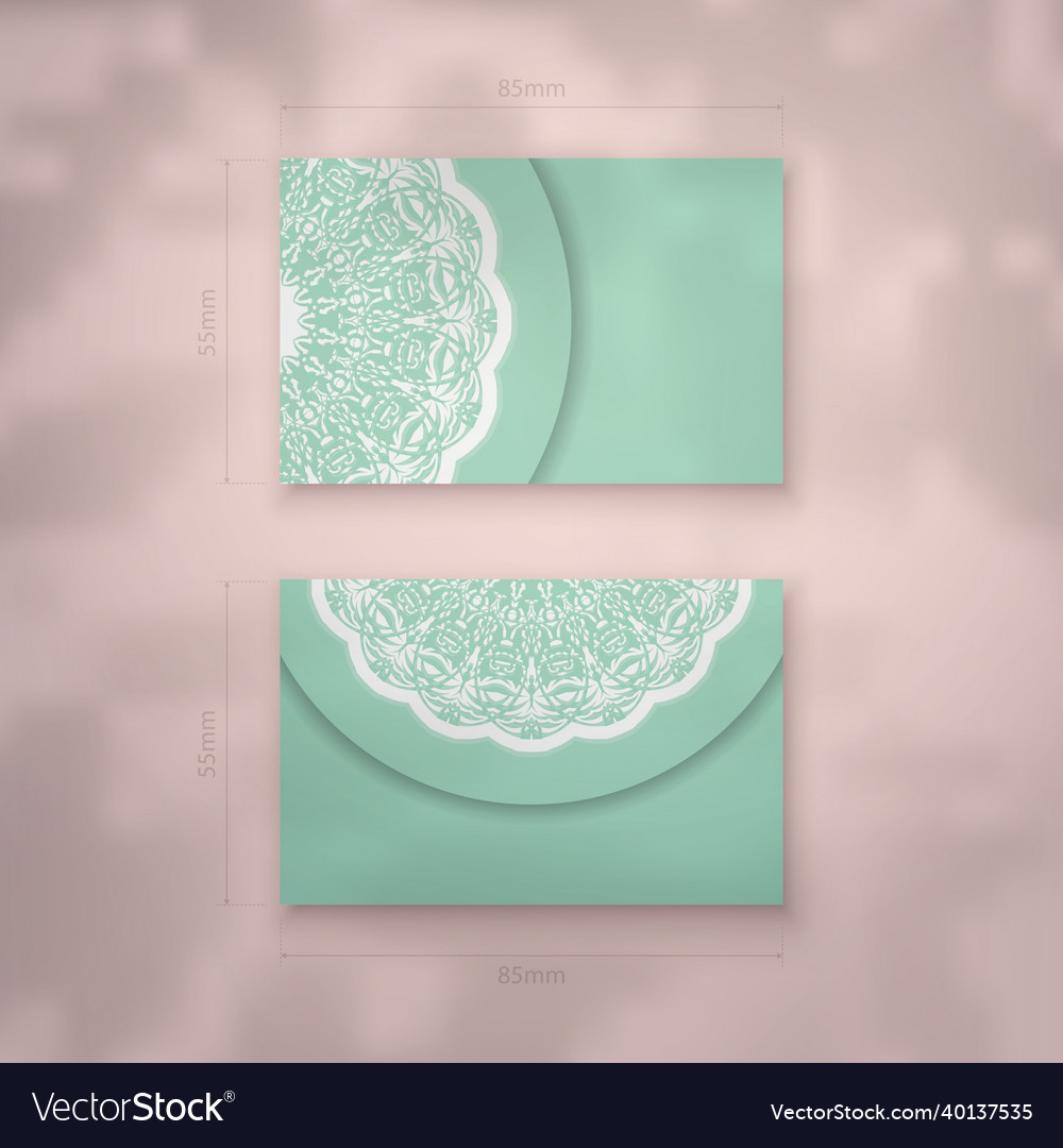 Mint color business card template with abstract