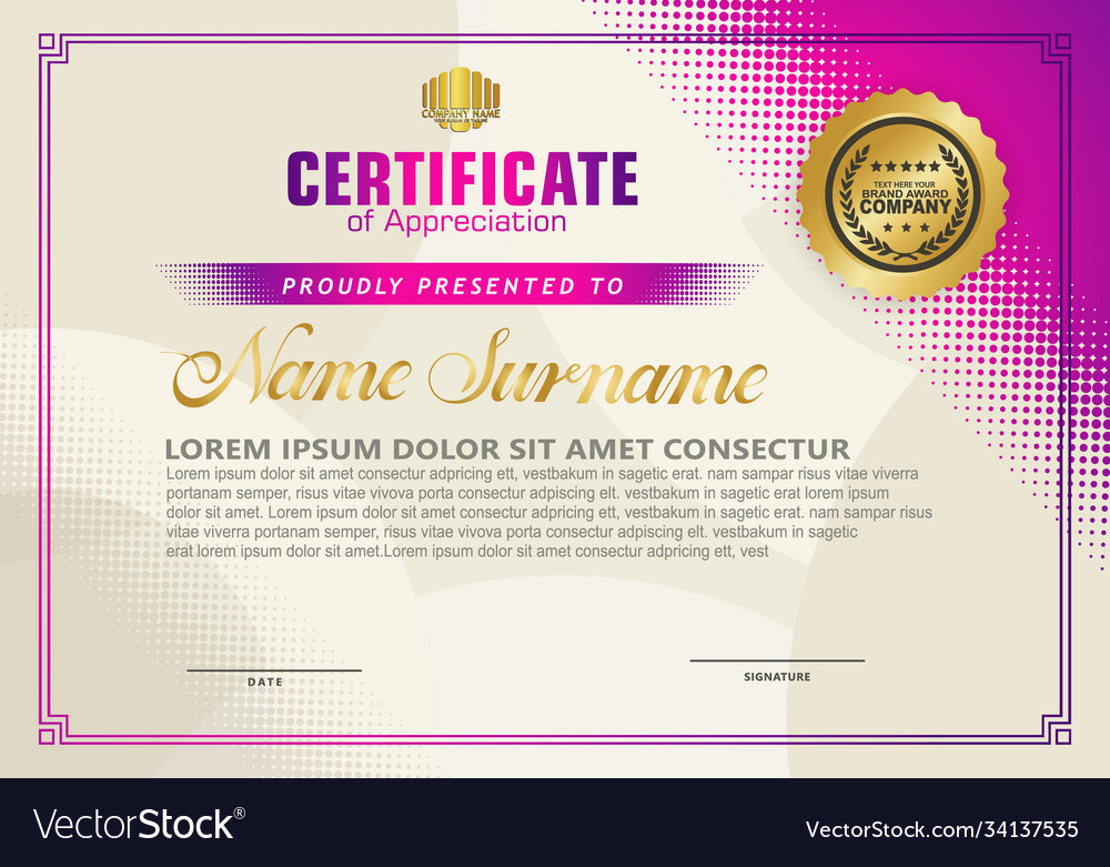 Modern certificate template with diagonal