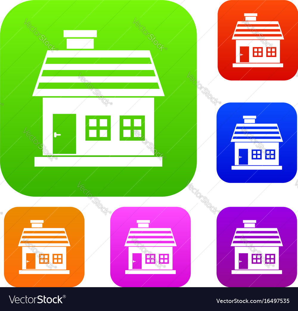 One-storey house set collection Royalty Free Vector Image