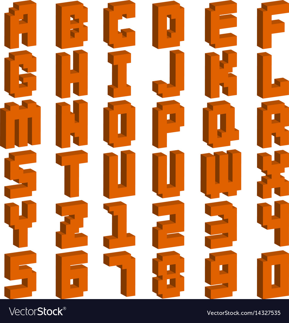 Pixel retro font video computer game design 8 bit Vector Image