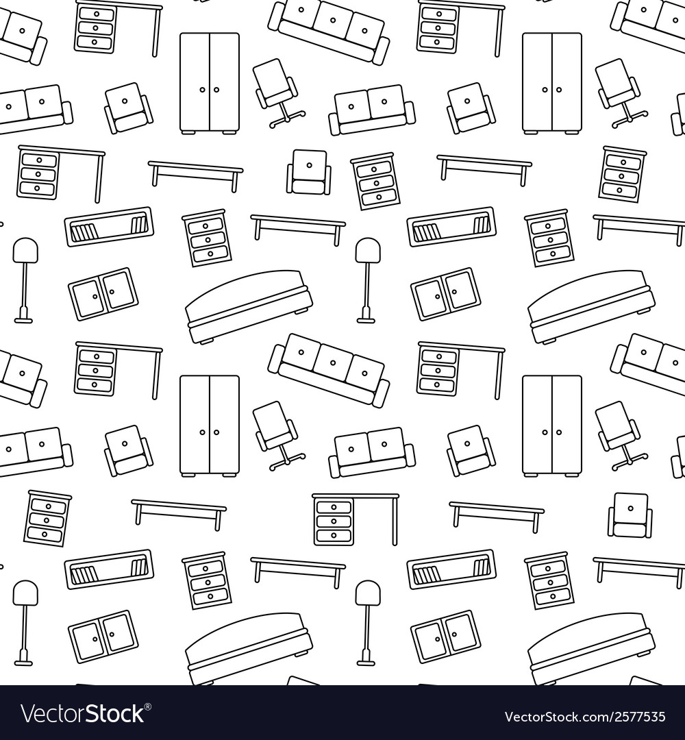 Seamless pattern furniture beautiful background Vector Image