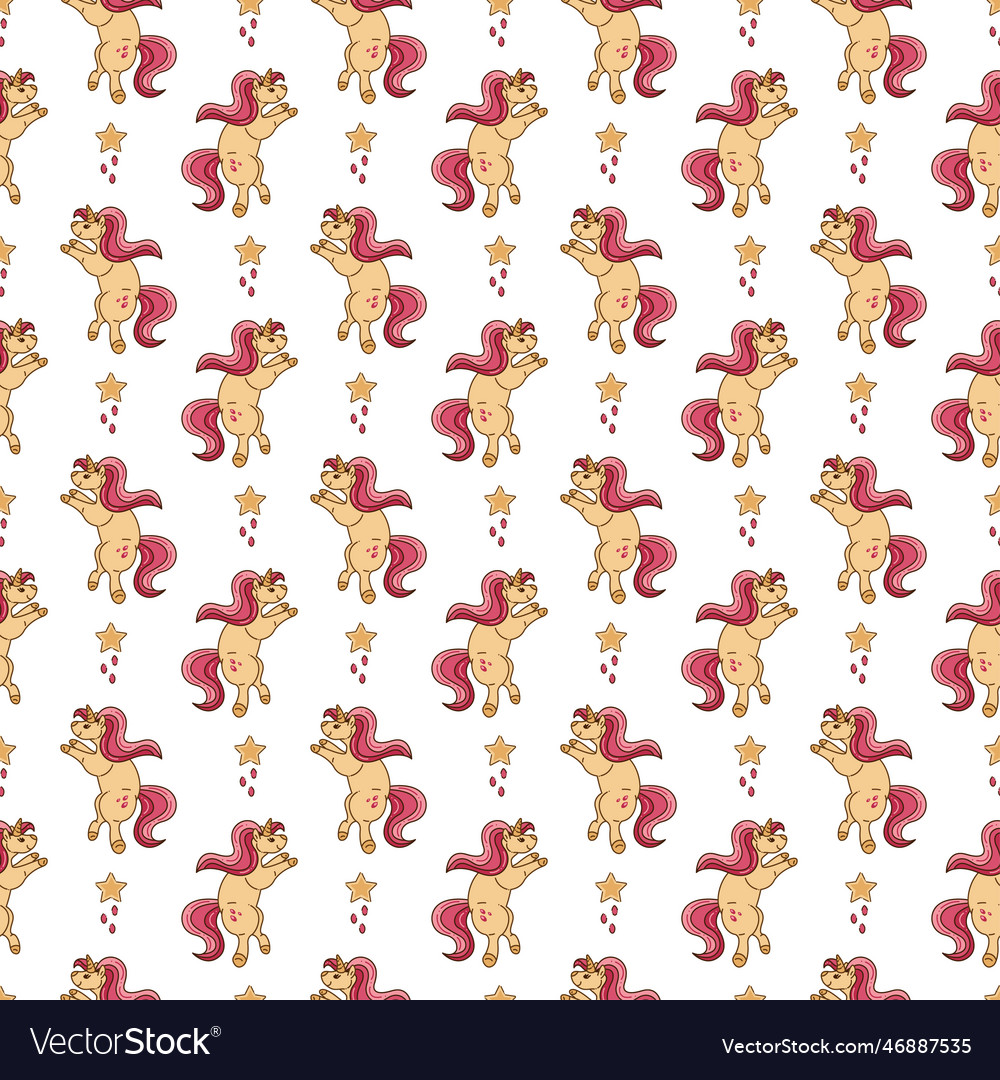 Seamless pattern with cute unicorn character