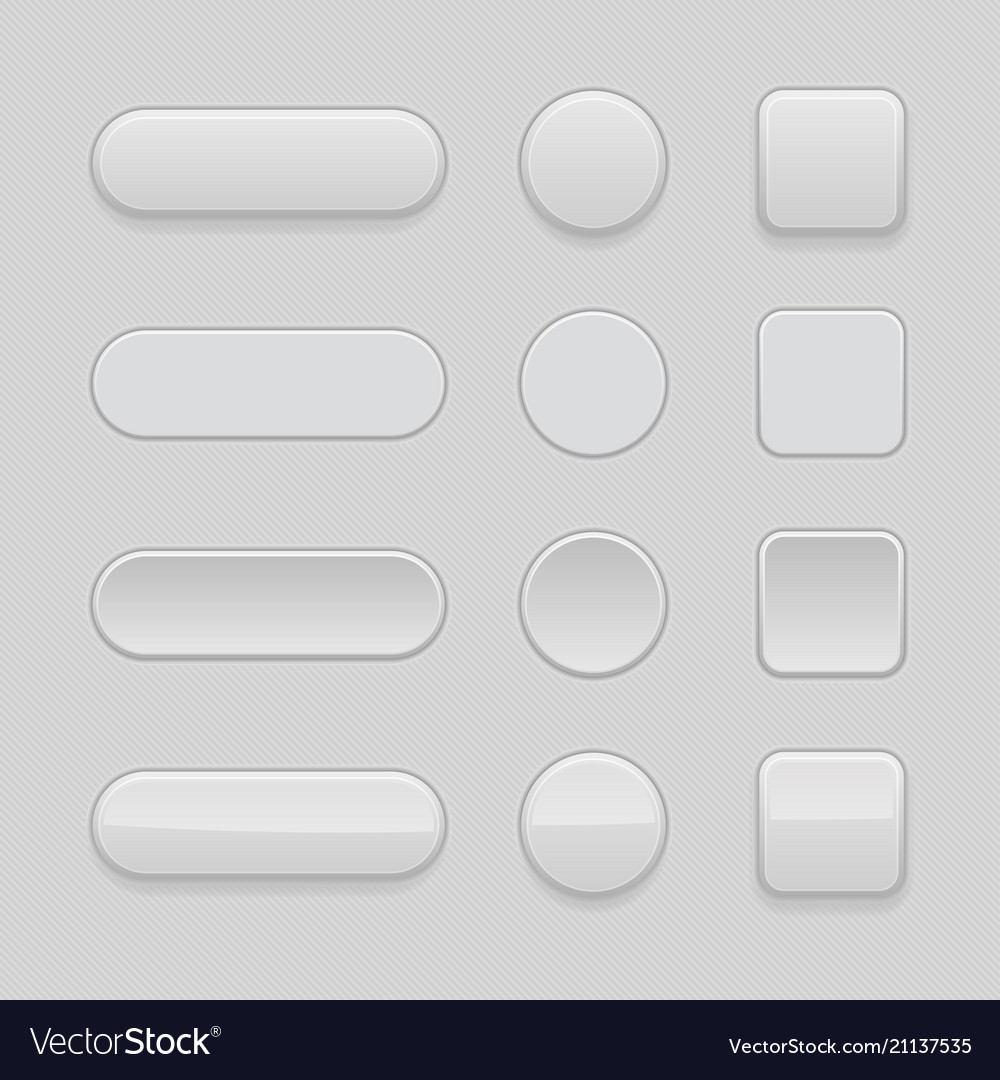 Set of gray matted blank buttons normal