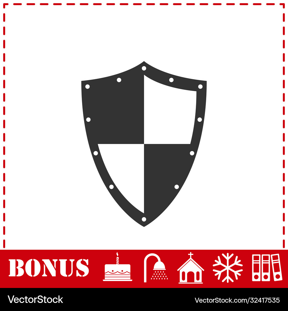 Shield icon flat Royalty Free Vector Image - VectorStock