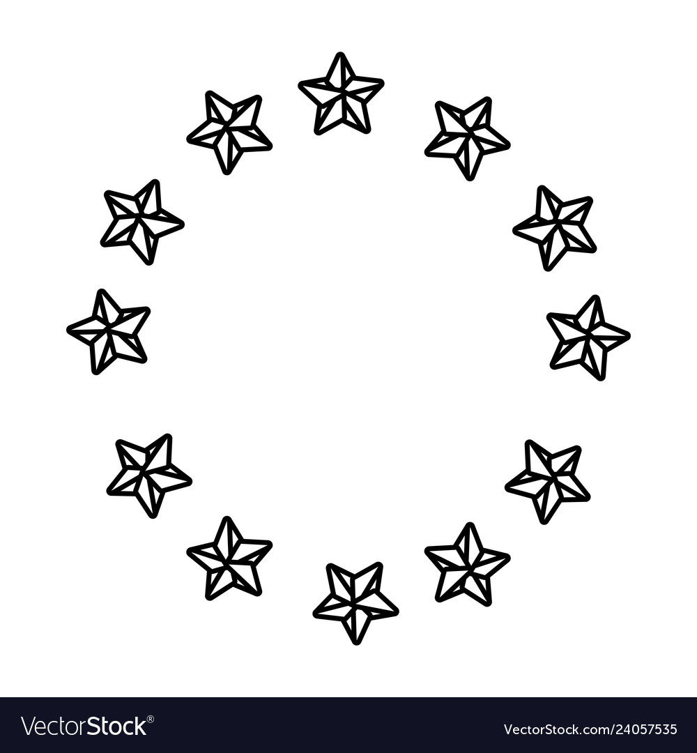 Stars round emblem frame black and white Vector Image