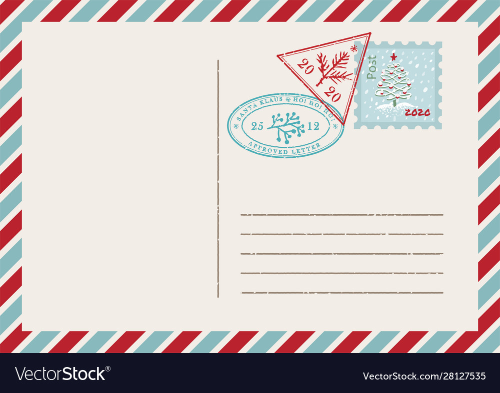 Template vintage air mail postcard and envelope Vector Image Throughout Airmail Postcard Template