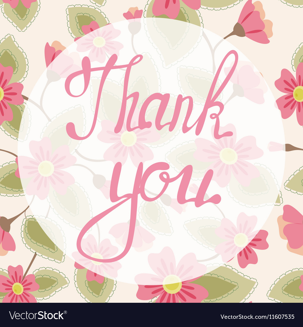 Thank you lettering onfloral background