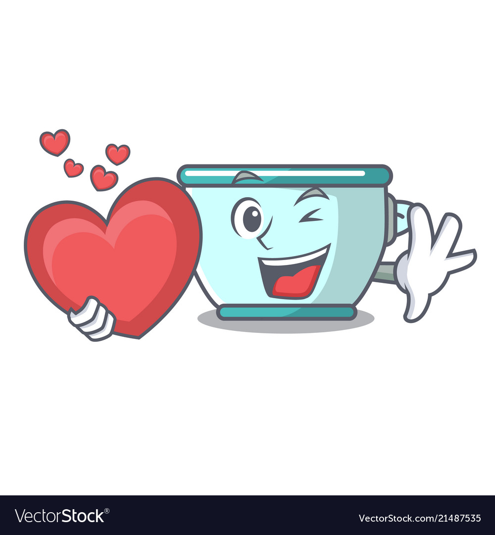 With Heart Steel Pot Mascot Cartoon Royalty Free Vector