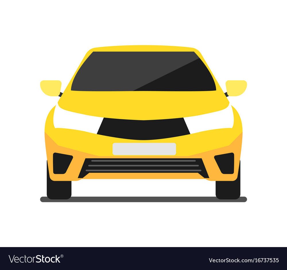 Gelbes Auto Icon - Flacher Stil