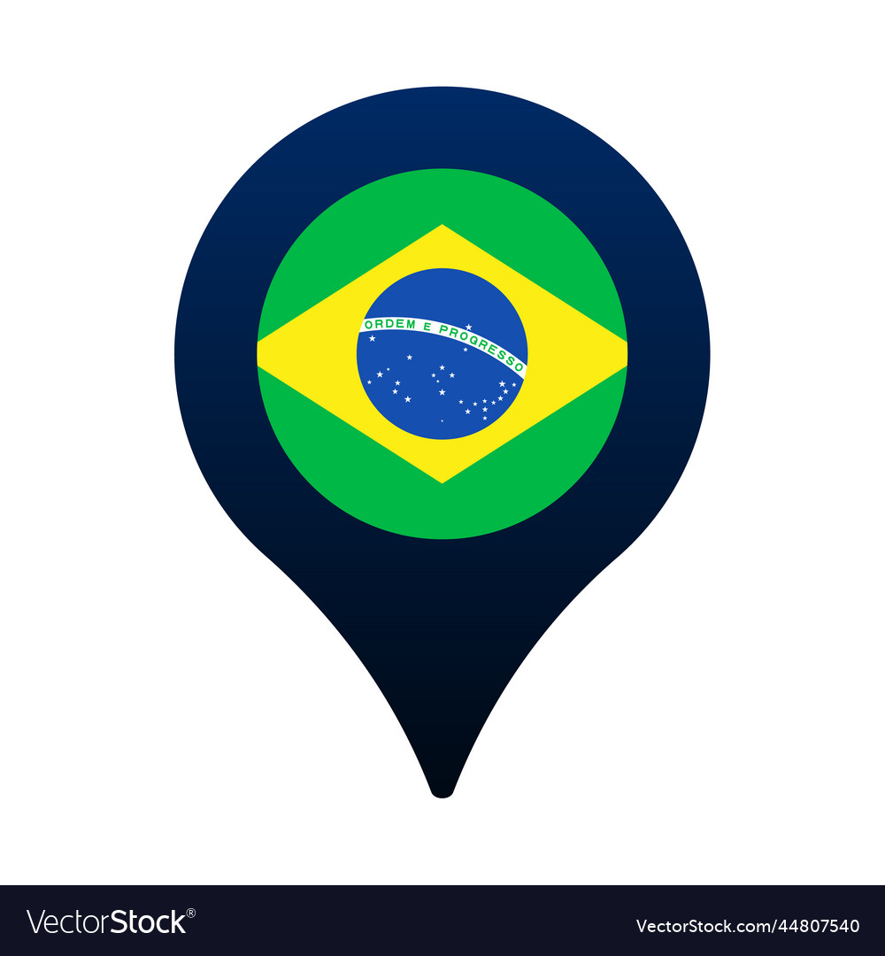 Brazil flag and map pointer icon national vector image Brazil flag and map pointer icon national