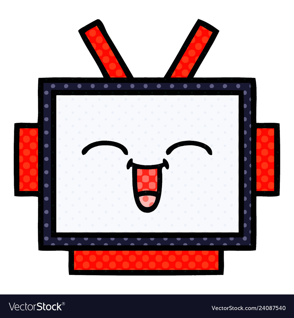 Comic book style cartoon robot head