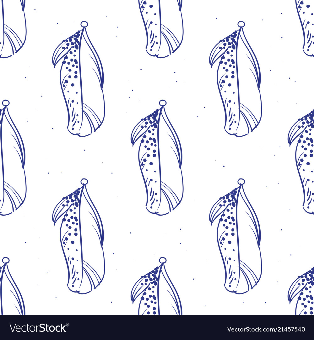 Contour seamless feather pattern vector image Contour seamless feather pattern