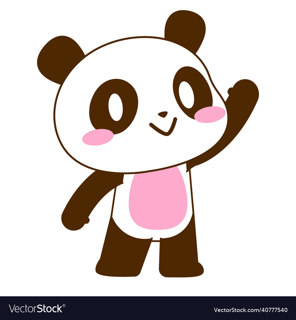 Cute little panda set hello pose