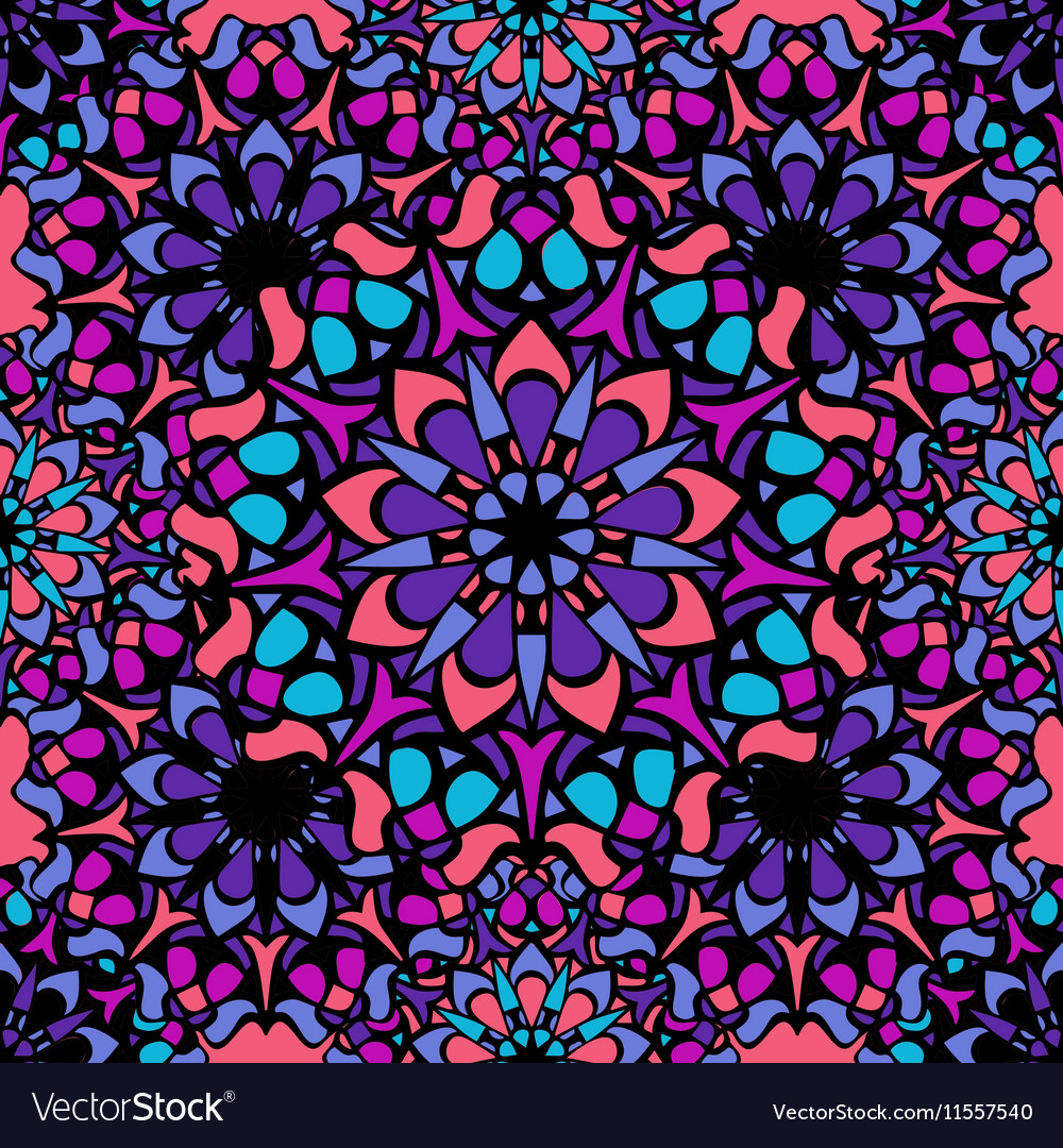 Elegant seamless pattern with floral and mandala