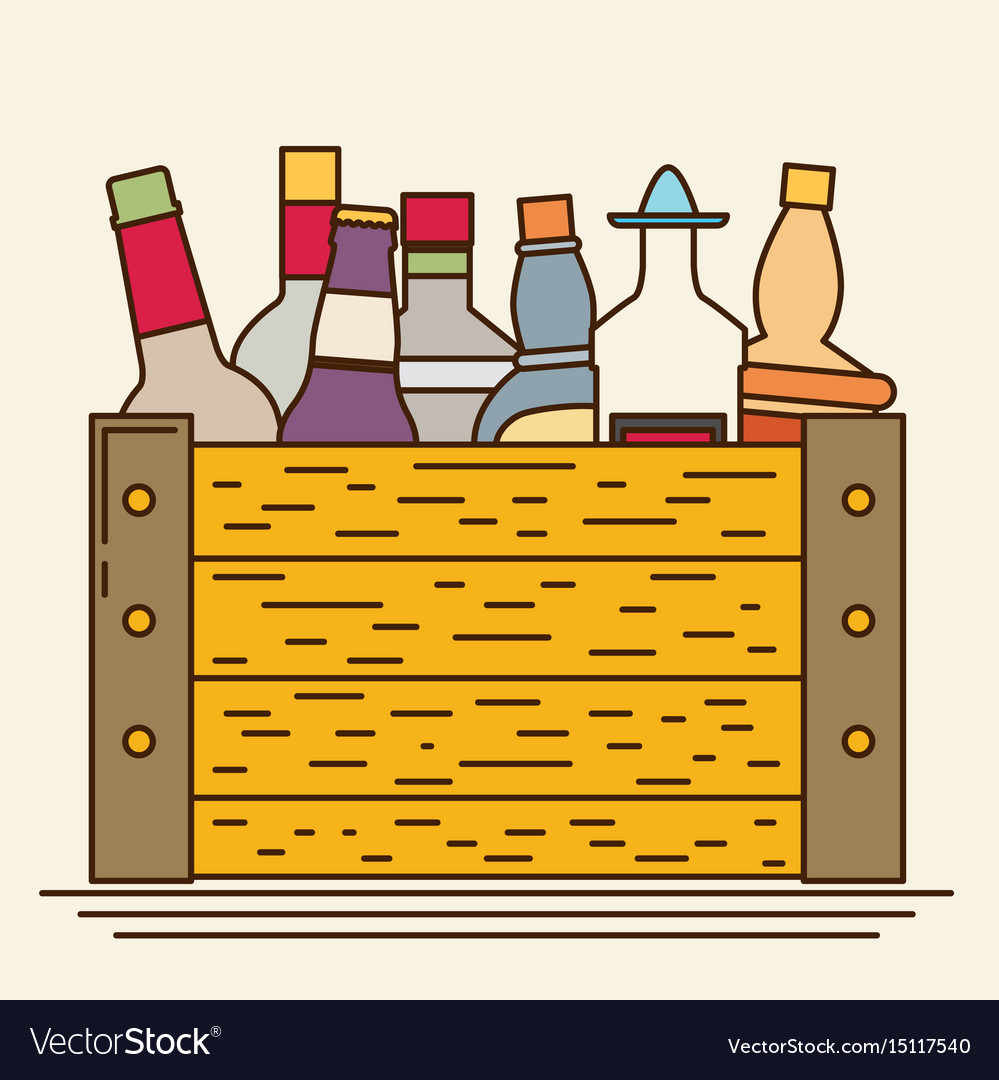 Flat bottles in a box with long shadow