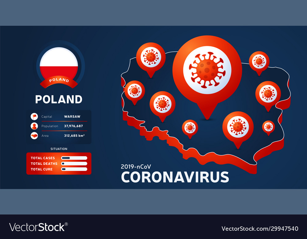 Isometric map poland with highlighted country