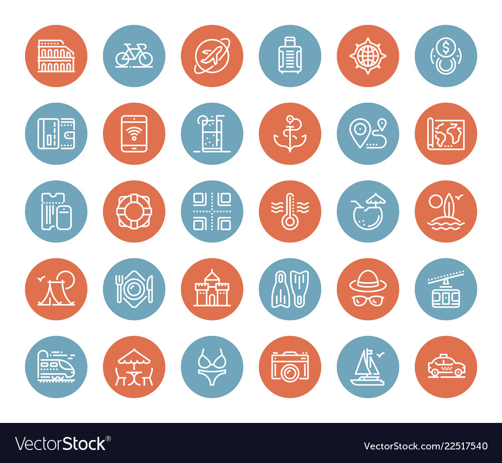 Leisure and tourism icons vector image Leisure and tourism icons