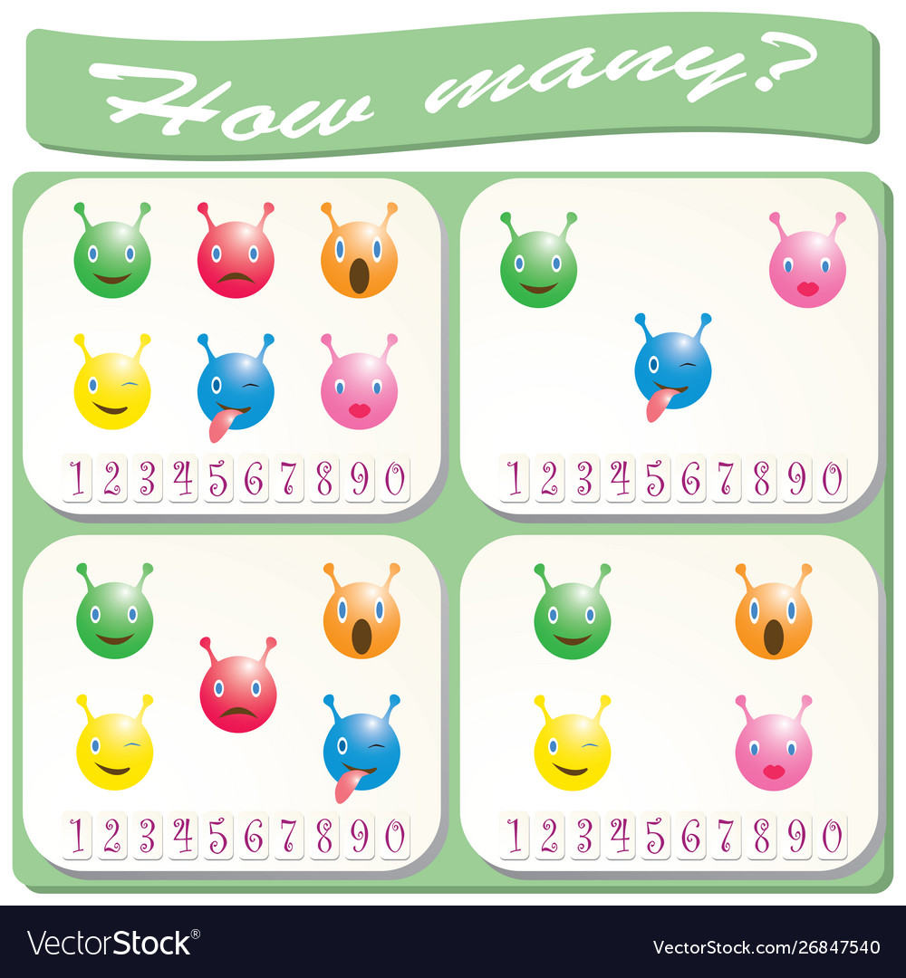 Logical task count and mark number objects vector image Logical task count and mark number objects