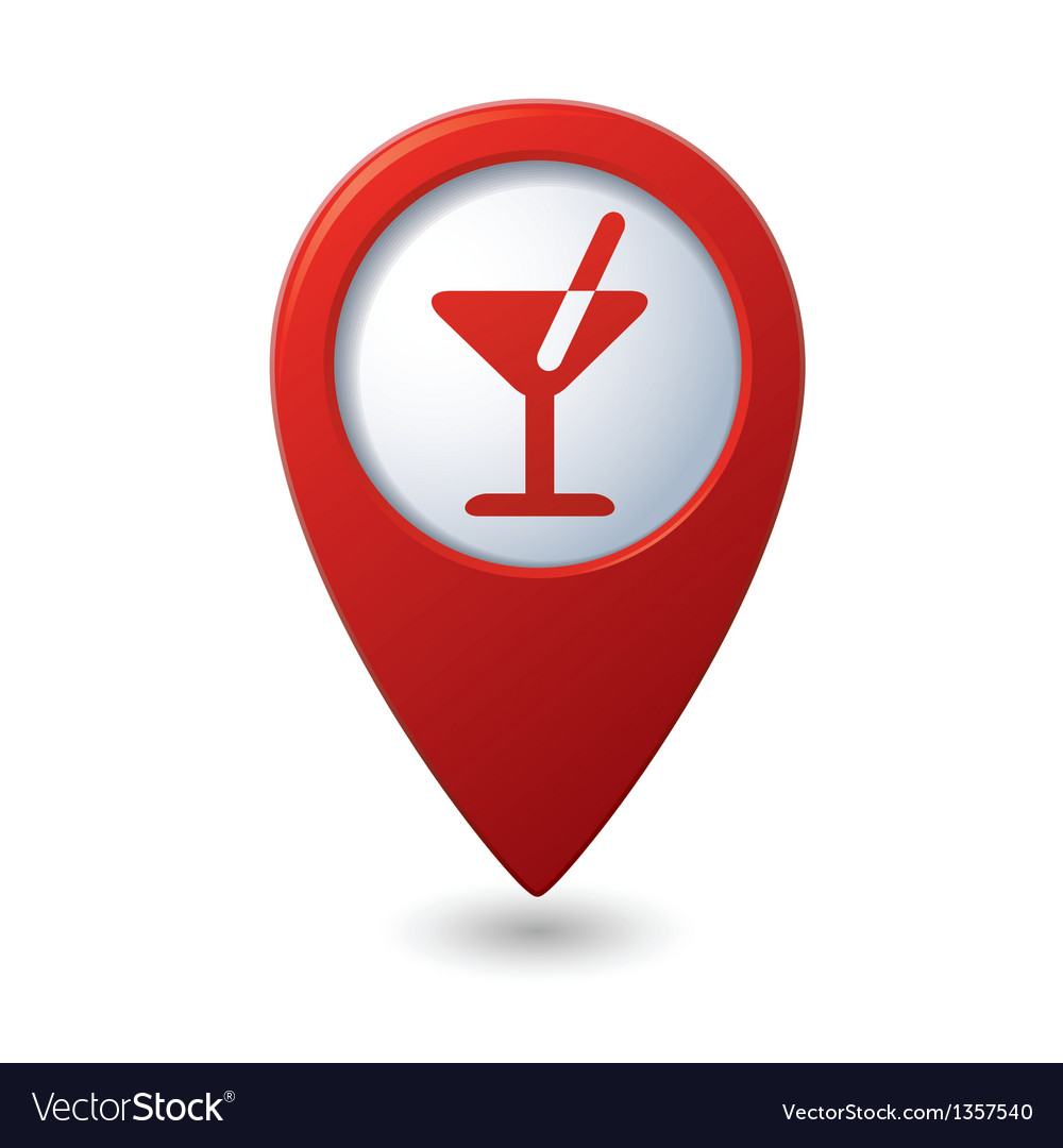 Map pointer with cocktail icon