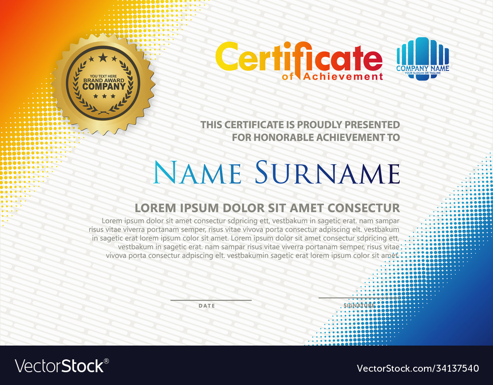 Modern certificate template with diagonal Vector Image