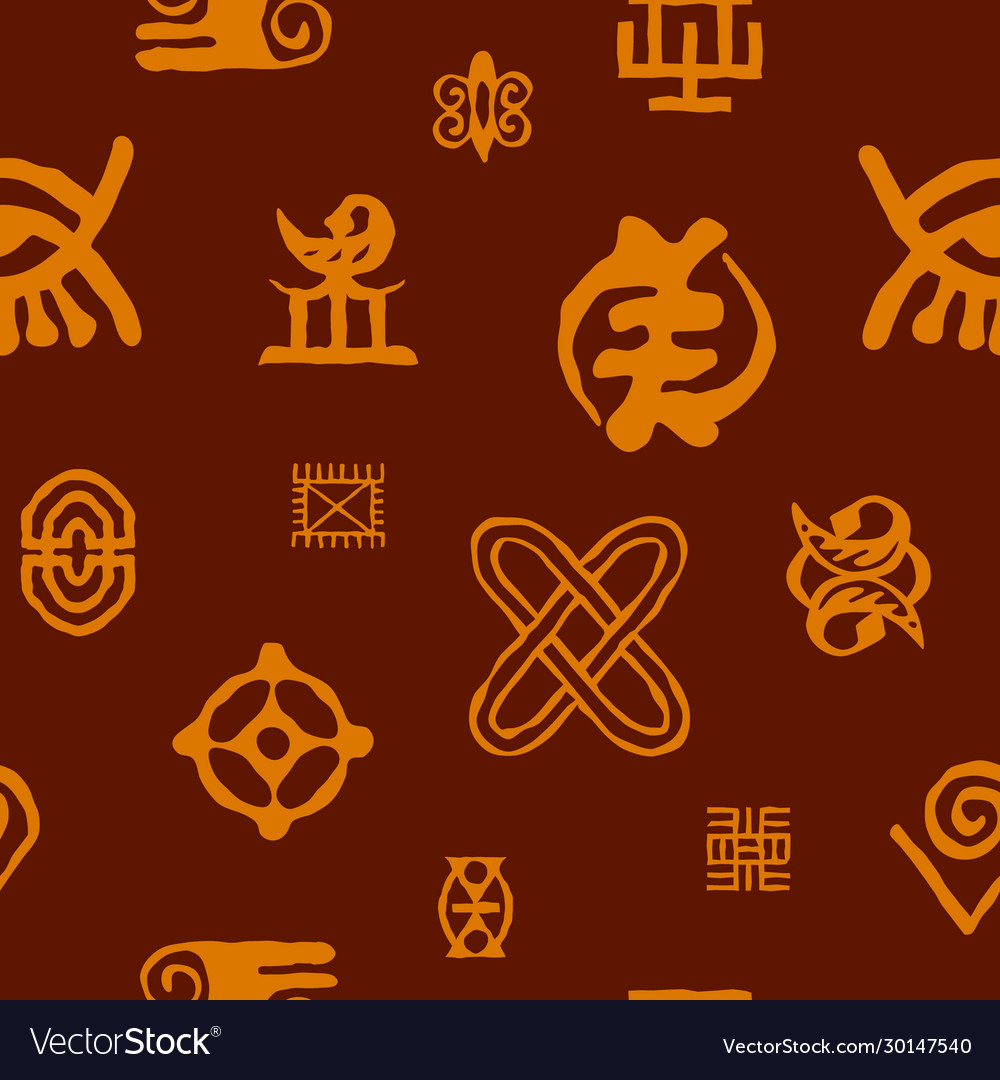 Seamless pattern with adinkra symbols