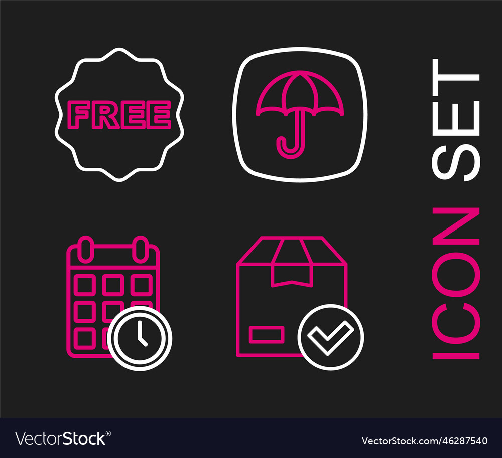 Set line ackage box with check mark cardboard vector image Set line ackage box with check mark cardboard