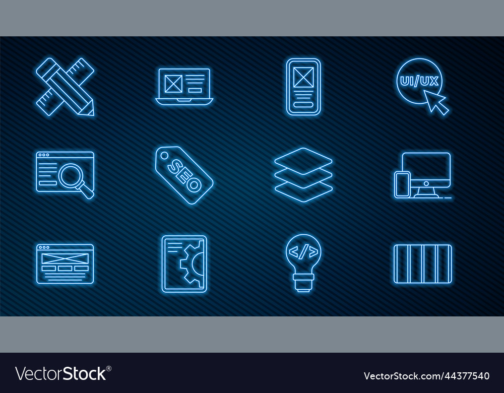 Set line color palette guide monitor and mobile Vector Image Set line color palette guide monitor and mobile
