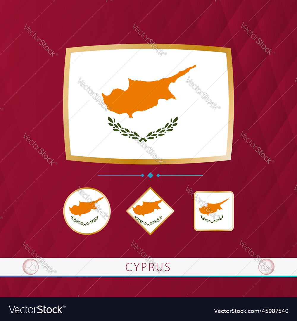 Set of cyprus flags with gold frame for use